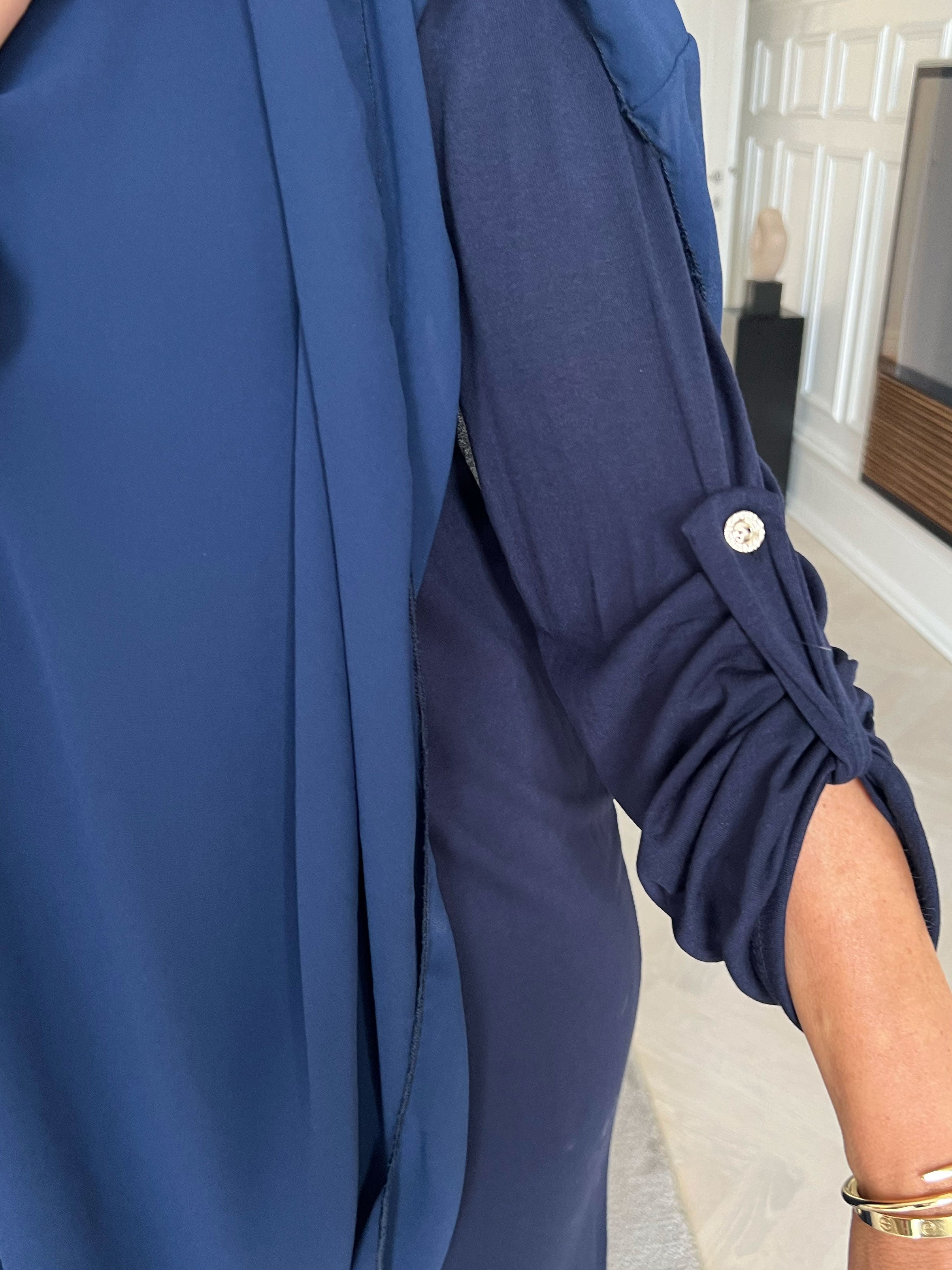 Kenya Long Sleeve - Plus size tunikakjole med chiffonlag